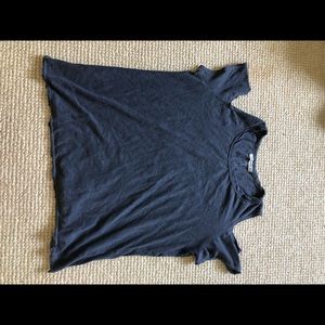 Off the shoulder gray T-shirt